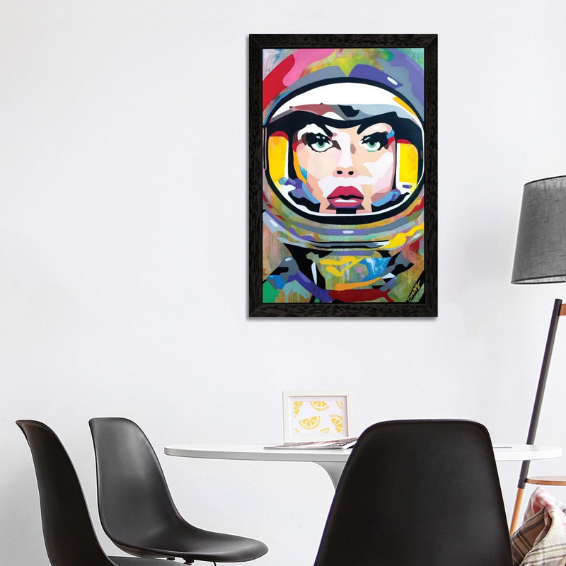Space Girl - Painting on Canvas, Black Floater Framed, 101.6 cm H x 66.04 cm W