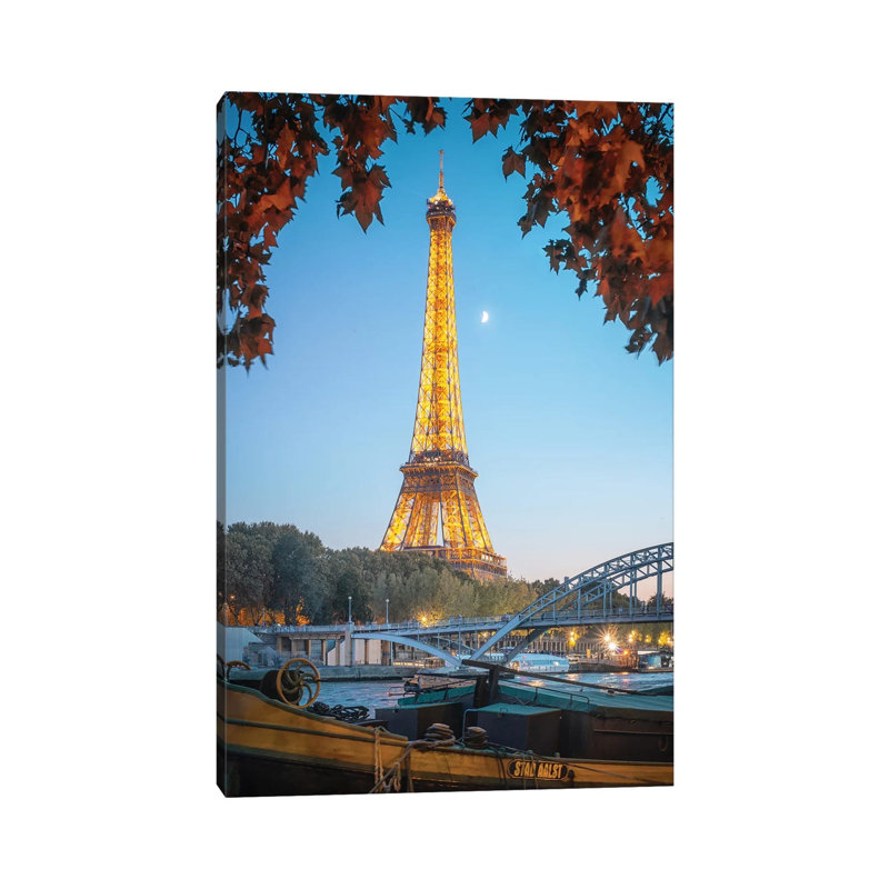 Eiffel Tower Red Nature In Paris 1 Piece Wall Art on Canvas, 30.48 cm H x 45.72 cm W, Wrapped Canvas