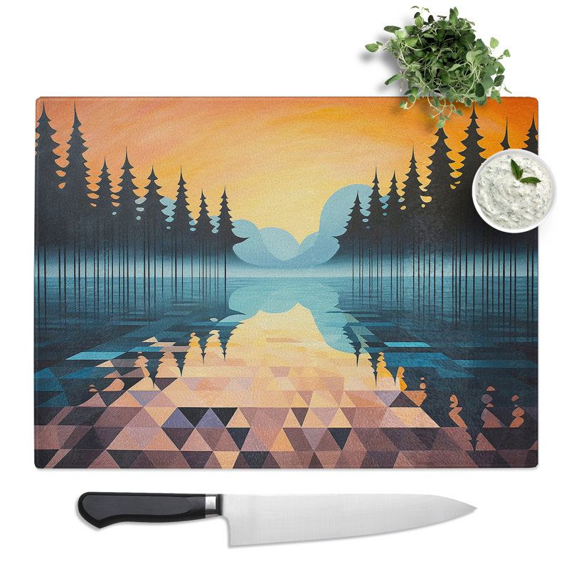 Lake Geometric No.3  Glass Chopping Board