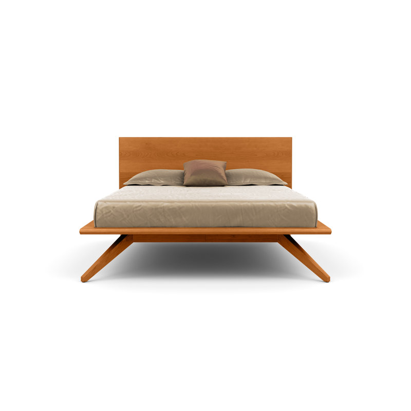 Astrid Solid Wood Platform Bed, Natural Cherry, King, Conventional