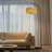 Wave Pendant 81 in. Arched LED Floor Lamp with Wicker Rattan Shade, Boho Style, Bulb Included