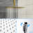 Ceiling Mounted Gold Shower System - 10 Inch Dual Head With -Balanced Valve, Rainfall & Handheld, Easy Install Clean 10" Mount And-124549435
