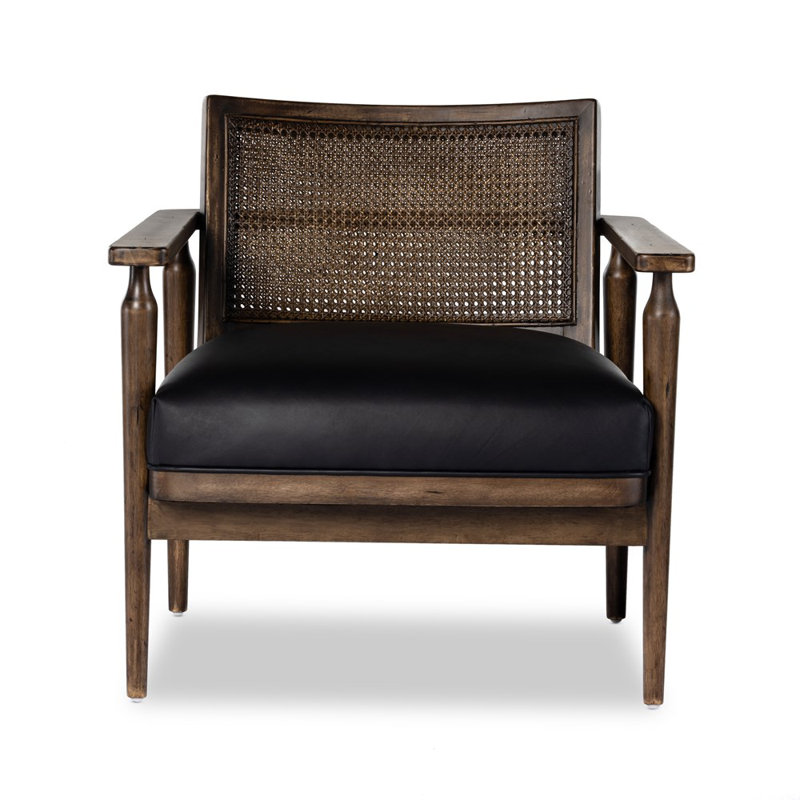 Xavier Armchair, Carson Black Top Grain Leather