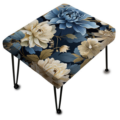 Motif floral bleu et blanc - Repose-pieds rectangulaire floral