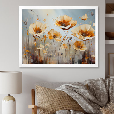 «Yellow and Grey Poppies Spatula», reproduction d'art sur toile