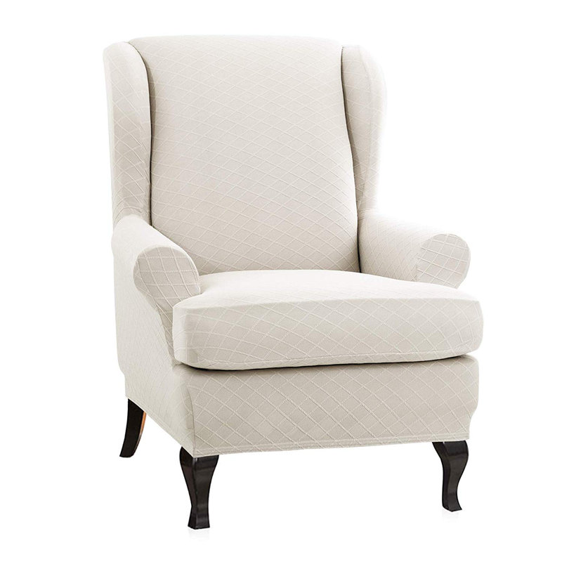 T-Cushion Wingback Slipcover, Beige