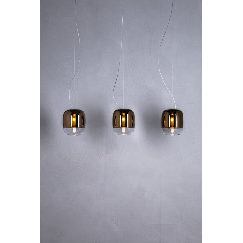 Gong 1 - Light Chrome LED Single Pendant, No, Copper Transmirror, 200cm H x 18cm W x 18cm D