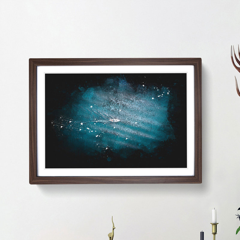 Boat in the Open Sea - Picture Frame Painting Print, Walnut Framed, 62cm H x 87cm W x 2cm D