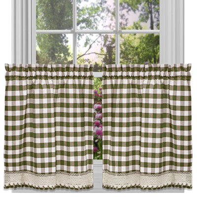 Haylee Cotton Blend Plaid Tailored Cafe Curtain