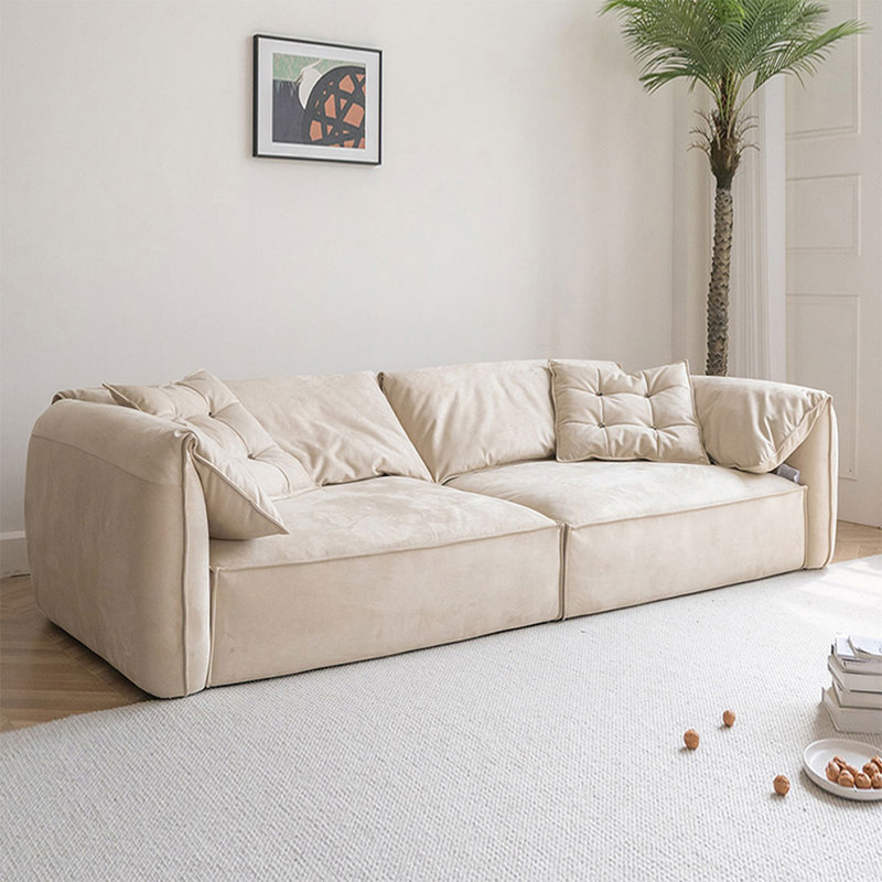 Causeuse-coussin modulaire en tissu beige, Beige