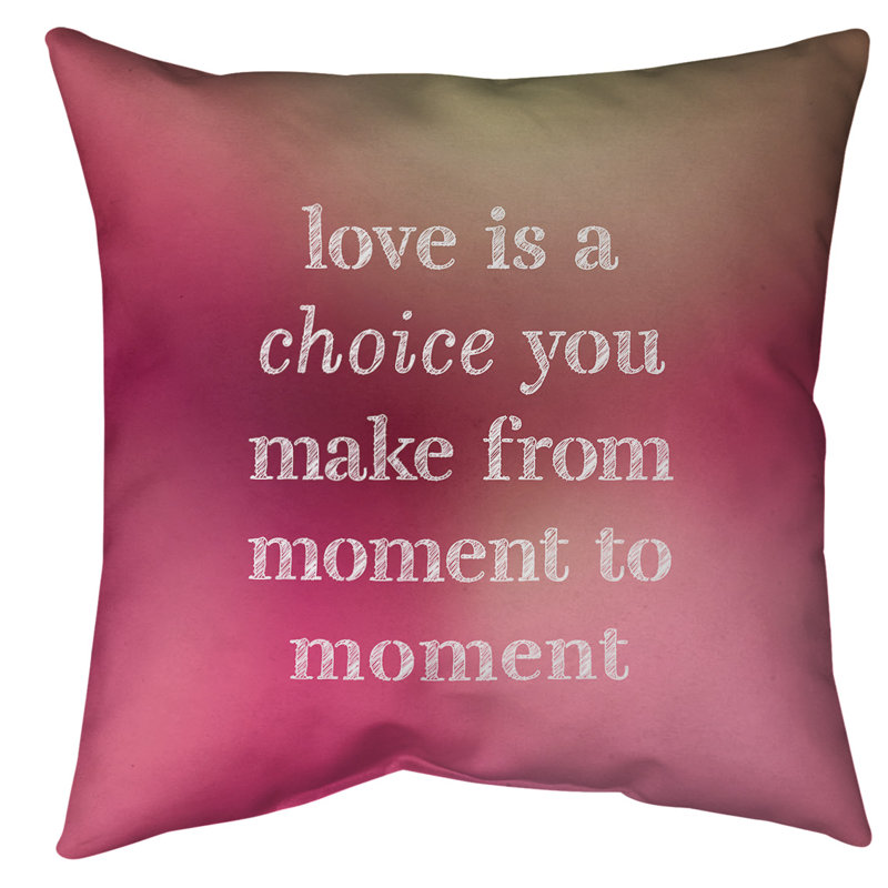 Coussin de sol Love is a choice, H 36 po x l 36 po, Lueur rose