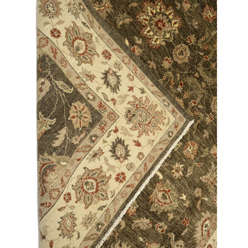 Tapis brun traditionnel fait à la main 6X9 Peshawar