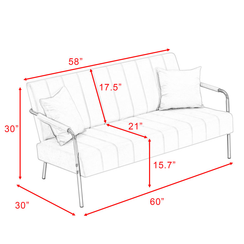 Queana Metal 60'' Reception Sofa, Pink