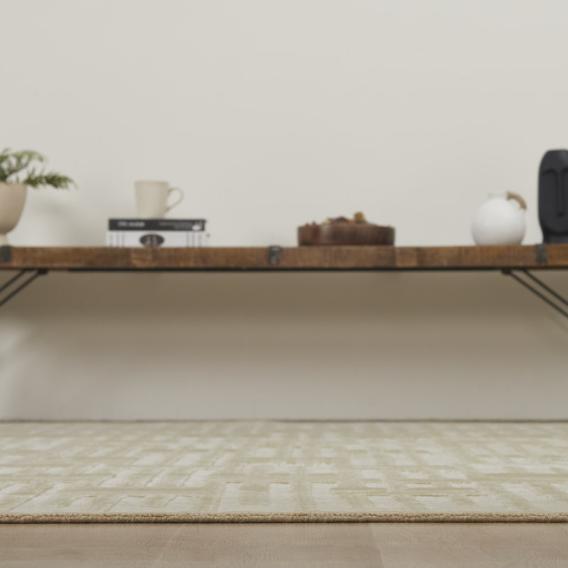 Wool Indoor Rug, Rectangle 5' x 7', Sand Tones/Cream