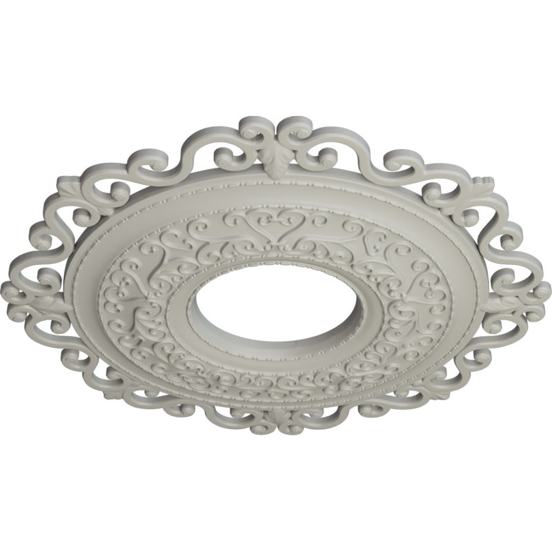 Médaillon de plafond Endurathane Orrington, DO 22 po x P 6 1/4 po x P 1 3/4 po (convient aux auvents jusqu'à 6 1/4 po), pot peint à la main de finition crème