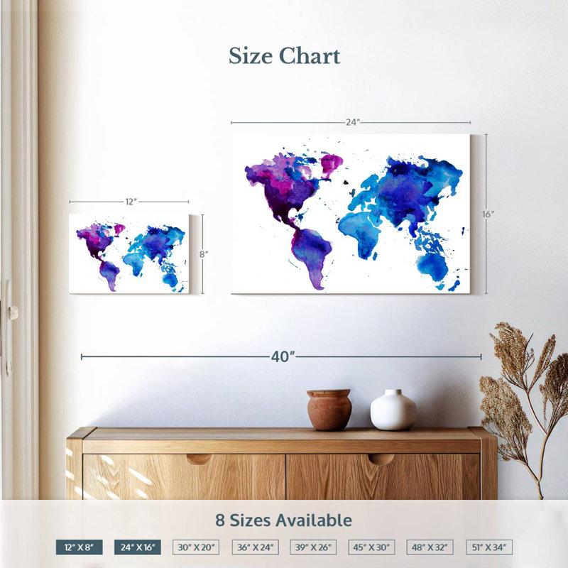 Carte du monde Aliaz Cool Hues, H 16 po x l 24 po