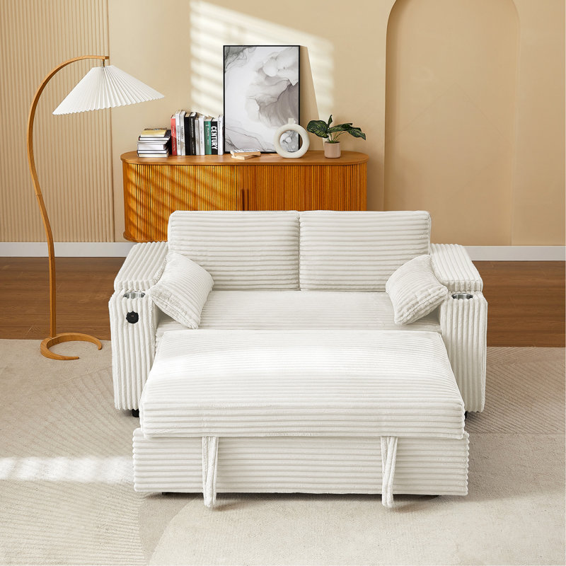 Loveseat Sleeper Sofa with Storage Armrest,USB Port