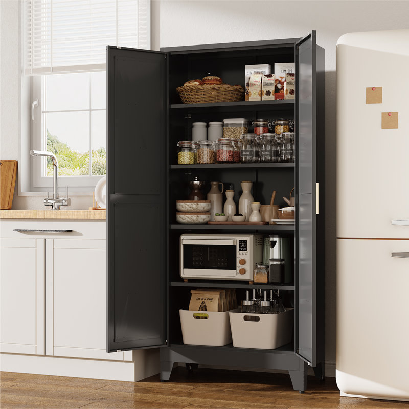 71" Tall Metal Storage Cabinet with 2 Doors, 4 Adjustable Shelves, and Independent Storage Space, 71" H x 31.5" W x 15.7" D