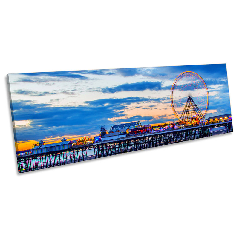 Blackpool Pier Beach Sunset - Wrapped Canvas Panoramic Print, 60.96cm H x 182.88cm W