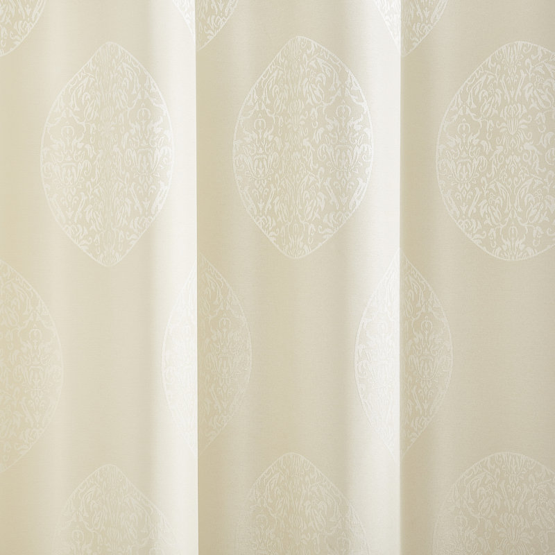 Ivory Linen Jacquard Grommet Top Curtain Panels
