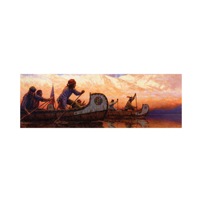 The Voyageurs 1 Piece Wrapped Canvas Panoramic Painting