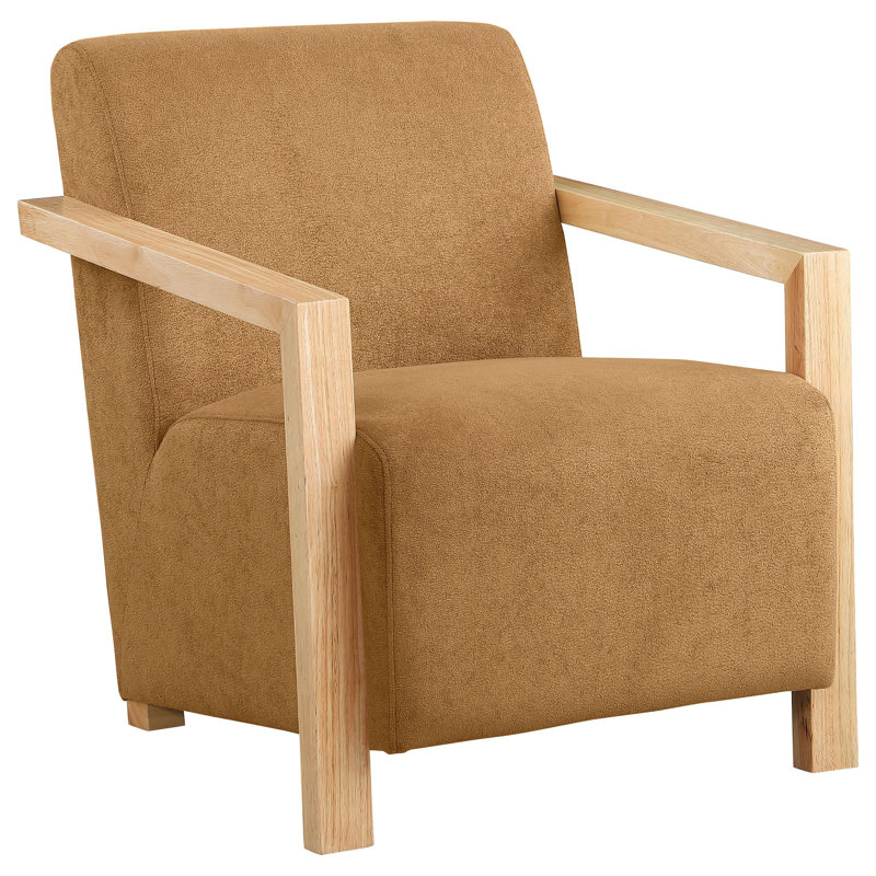 Chaise avec accoudoirs rembourrée Brynnly, Polyester brun