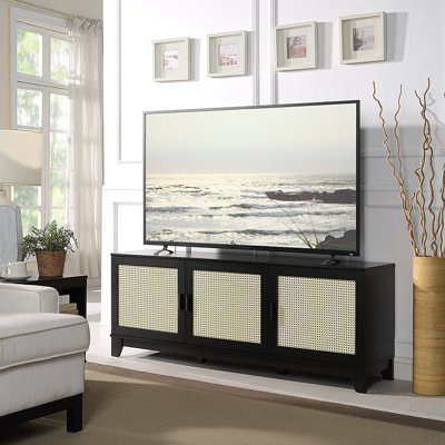 Sheridan 62.99" Mid-Century Modern 6-Shelf TV Stand for TVs up to 55" in Black