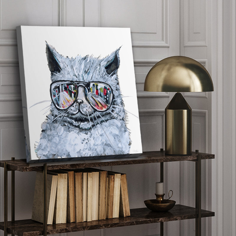 Kitty With Shades -Custom Wrapped Gallery Cavas