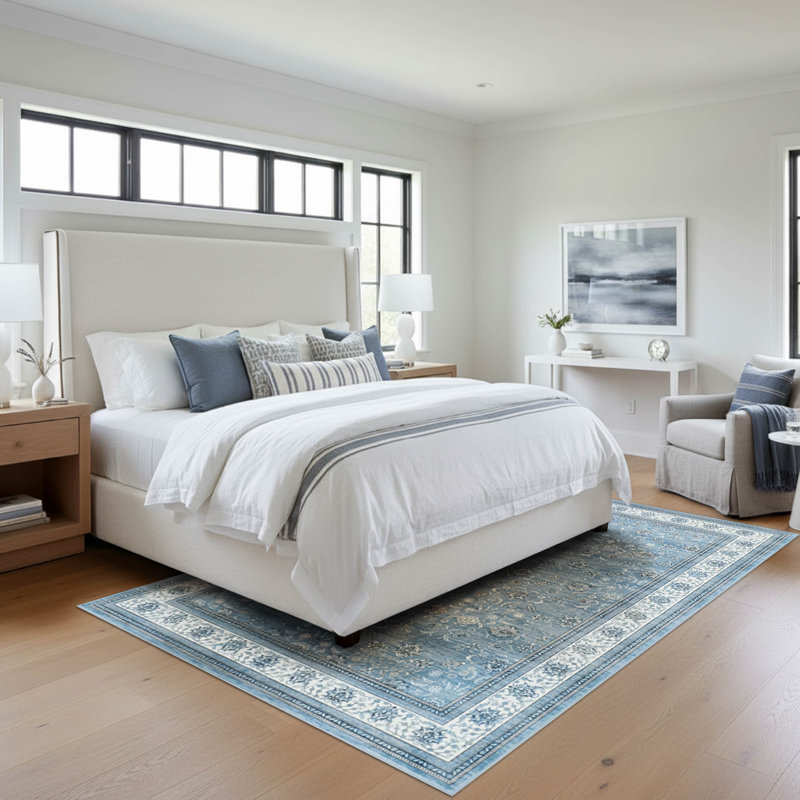  Wyatt & Ash Dream Mink Finley Printed Chenille Rugs, Blue, 5'3" x 7'5"