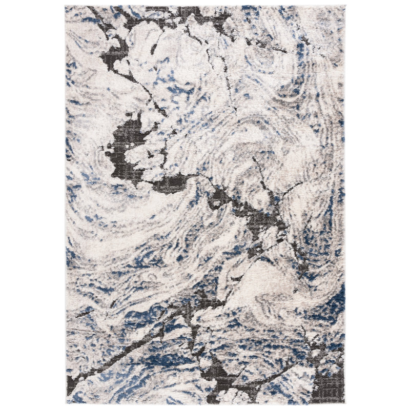 Tapis Deylon 102 ivoire / bleu Deylon, Rectangle 9 pi x 12 pi