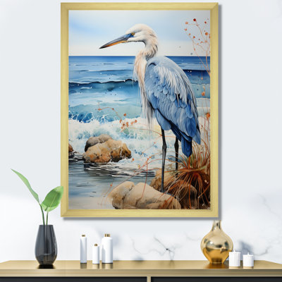 Volin " Heron Morning Stroll Pointillism I "