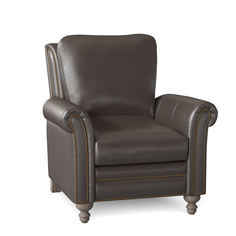Fauteuil inclinable standard de 36,5 po Richardson, Naturel français, Pierre, Cuir véritable vert forêt d'Anilina