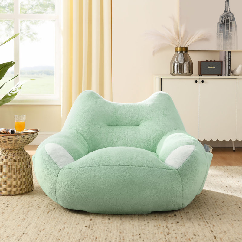 Bean Bag Sofa Chair With Side Pocket, Lazy Sofa, Green