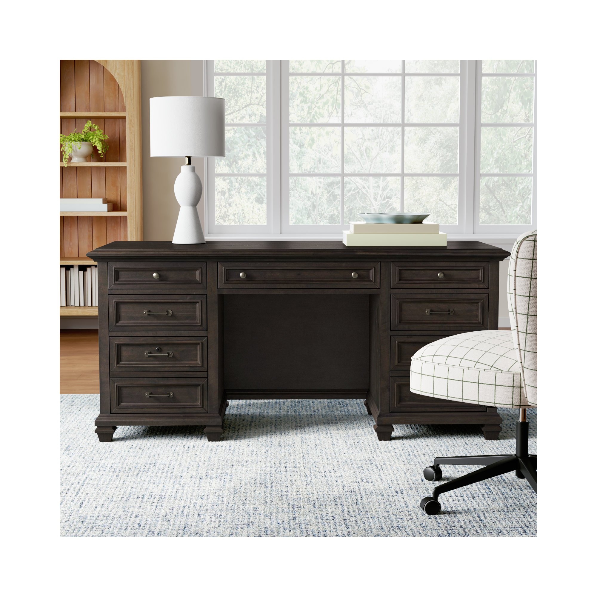Kerey Credenza Desk, Weathered Charcoal