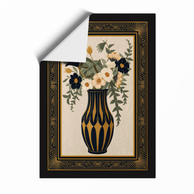 Gold Striped Abundance Botanical - Framed Print