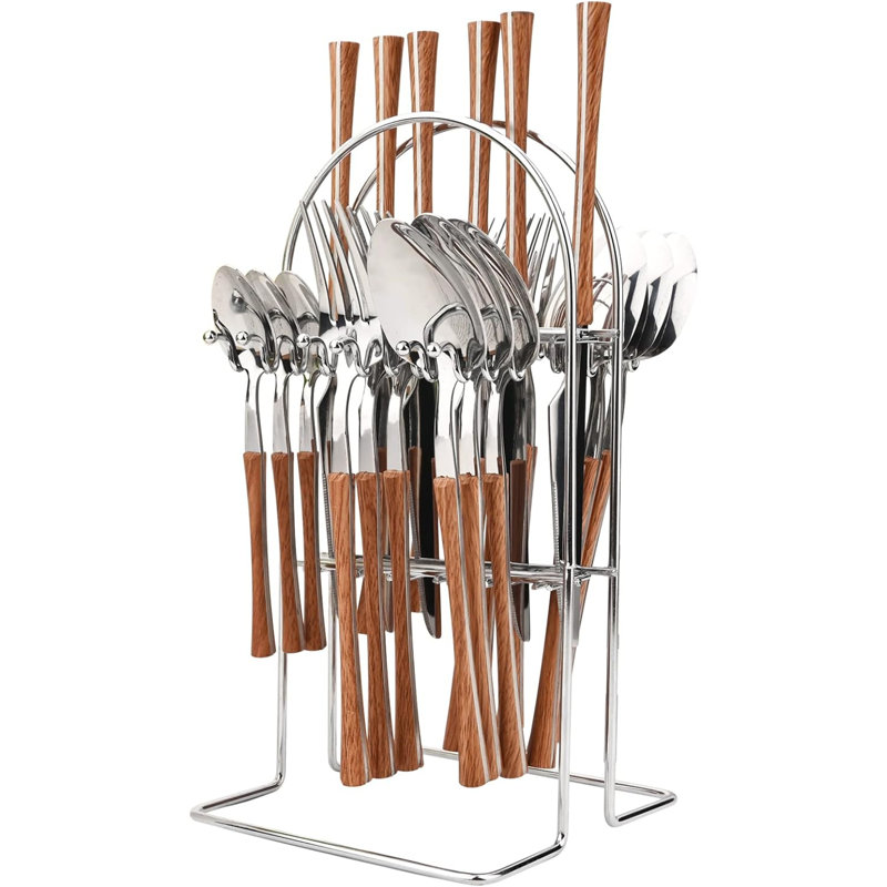 House Of Hampton® Jephthah Stainless Steel Flatware Set - Service for 6, Brown/Silver