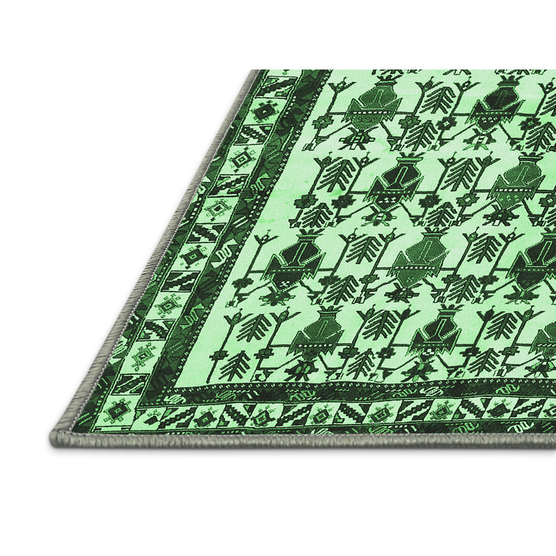 Tapis traditionnel vert émeraude 641, Rectangle 8 pi x 12 pi