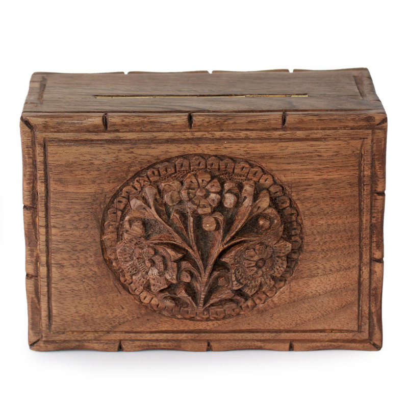 Boîte à bijoux florale en bois