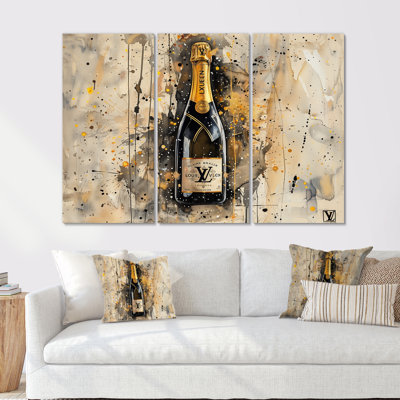 Ensemble de salon mural doré doré et noir Champagne Luxury Showers II