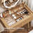 Small Vanity Desk With 3 Modes Lighted Mirror & Stool, Compact Vanity With 6-grid Organizer