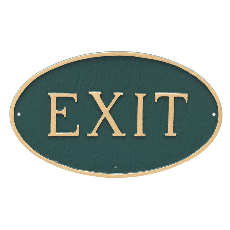 Plaque de jardin Exit, Vert forêt / doré, H 8,5 po x l 13 po x P 0,25 po