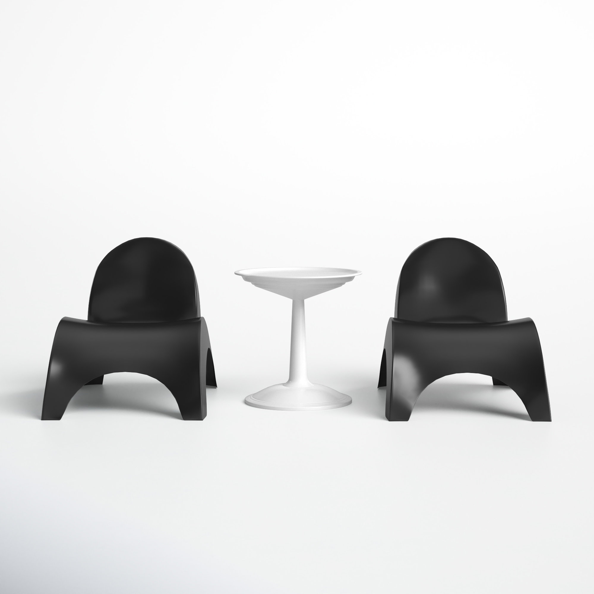 Ameswood Plastic Chaise Lounge Set with Table, Black/White