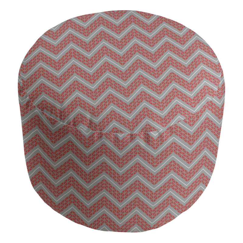 Upholstered Pouf, Dark Red