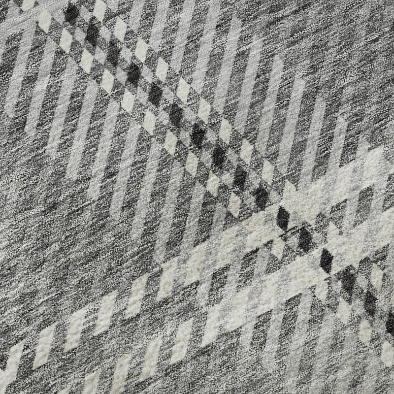 Tapis gris Prisco lavable à la machine de qualité supérieure, Rectangle 9 pi x 12 pi