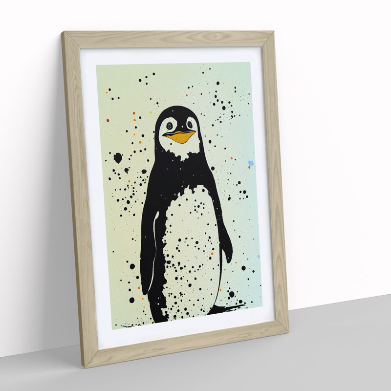 Penguin Graffiti No.7 - Wall Art, Oak Picture Frame, White, 46cm H x 34cm W