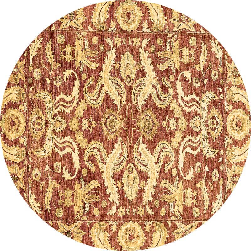 Tapis oriental brun / beige en laine / polyester tissé à la machine 5 pi Jaynanne