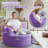  45" Bean Bag Sofa Couch With Large Backrest Upholstered Bean Bag Chair For Reading,Gaming,Purple-215475648