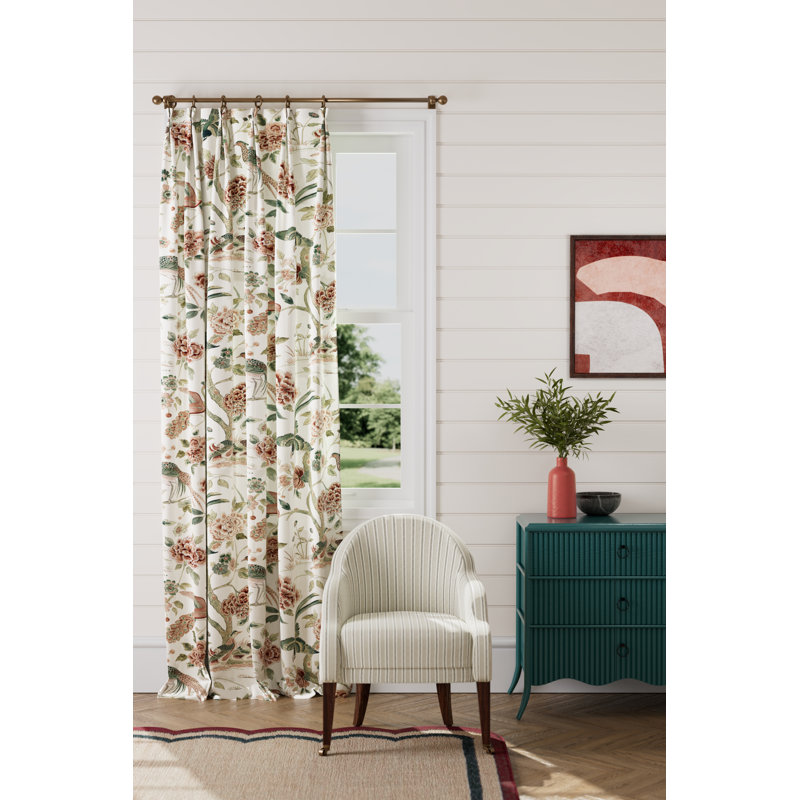 Indienne Peacock Fabric, Cinnabar Red/Olive
