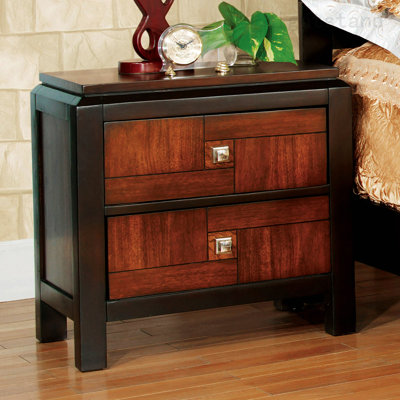 Modern Nightstand, Solid Wood Nightstand, Transitional 2-Drawer Nightstand