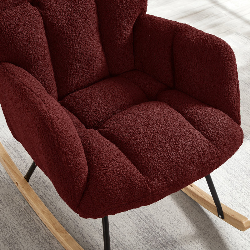 Chaise berçante rembourrée Teddy, Rouge